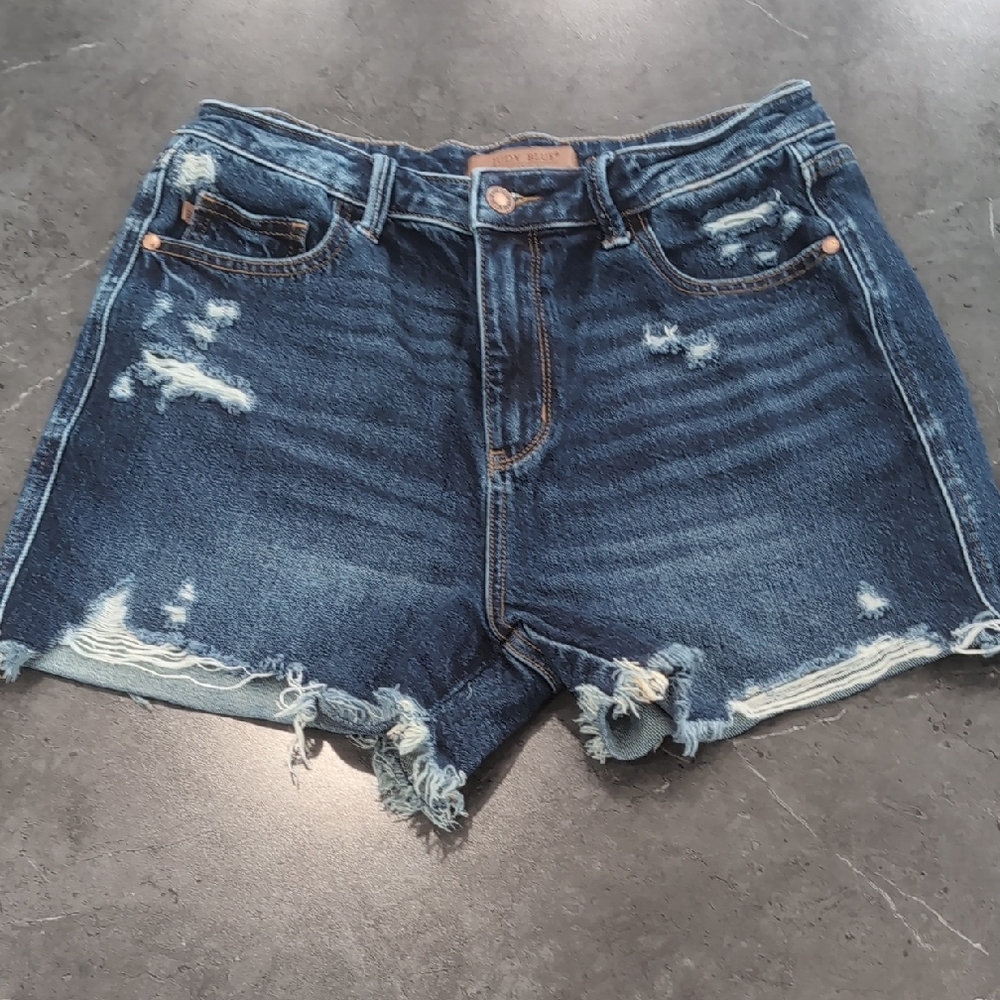 Distressed Denim Blue Shorts
